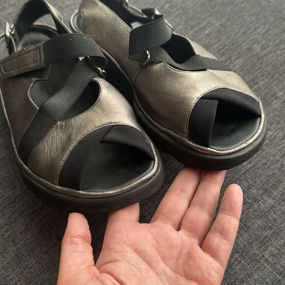 THIERRY RABOTIN WOMEN'S WILTON 1326 METALLIC PEWTER LEATHER COMBO Sz EU 40 US9,5 - Picture 5 of 16